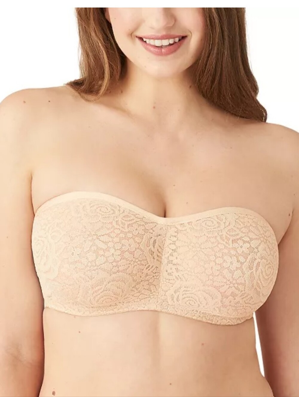 Wacoal Strapless Lace Bandeau Bra in Light Beige Size 36B Nwot